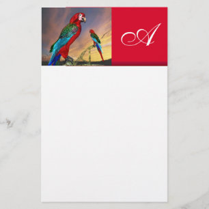 Papelaria HIPER PARROGAS/MONOGRAMA ARA VERMELHO, branco