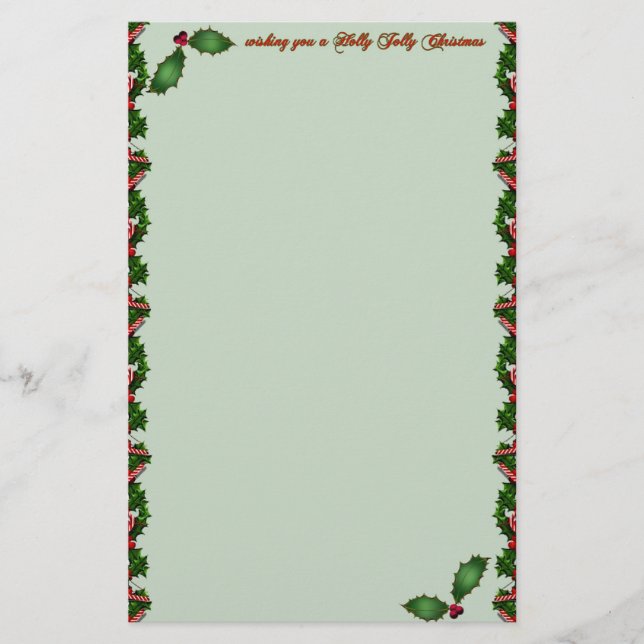 Papelaria Holly Jolly — Papel de carta de Natal (Frente)