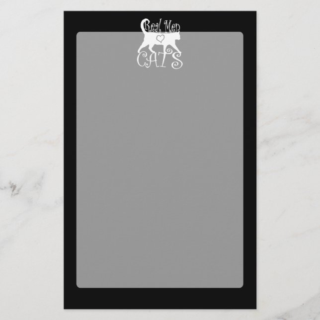 Papelaria Homens Reais Adoram Gatos em decoração negra (Frente)