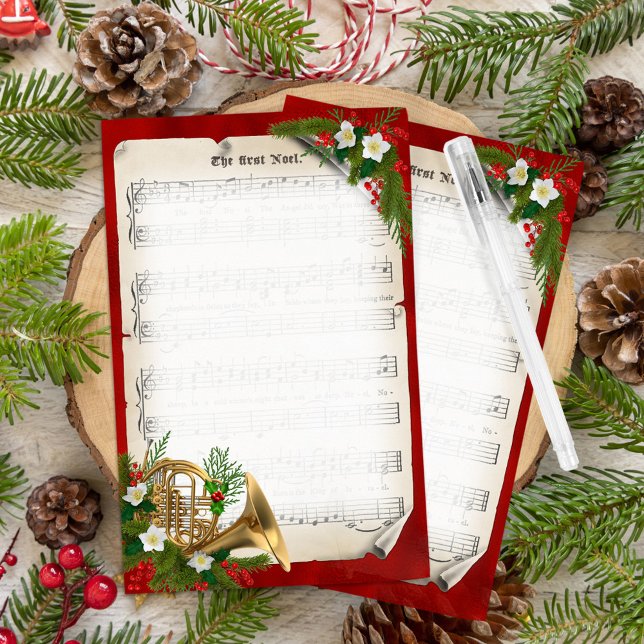 Papelaria Horn Vintage Sheet Music Natal (Criador carregado)