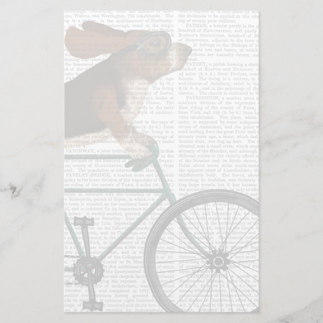 Papelaria Hound Basset na Bicicleta (Frente)
