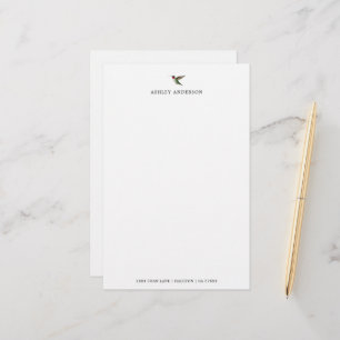 Papelaria Hummingbird branco personalizado, com garganta de