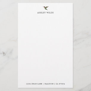 Papelaria Hummingbird com garganta branca personalizada