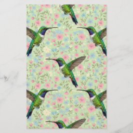 Papelaria Hummingbirds on a floral background