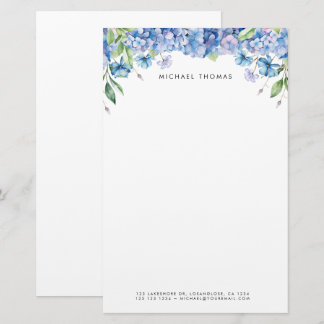 Papelaria Hydrangas Azuis e Floral Roxo