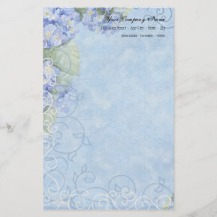 Papelaria Hydrangeas Azuis, Borboleta e Floral Moderno