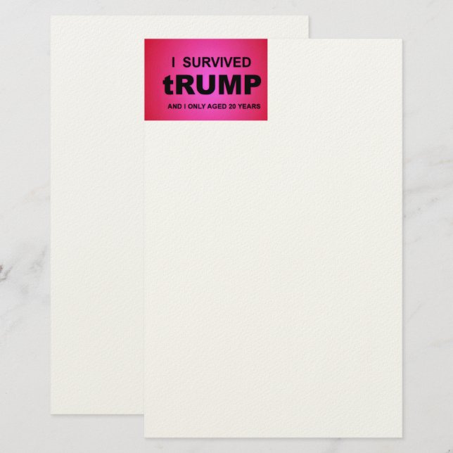 Papelaria I Survived tRUMP (Frente/Verso)