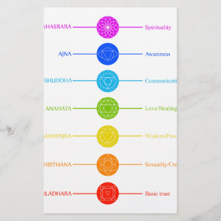 Papelaria Ícones de Chakra com cores respectivas