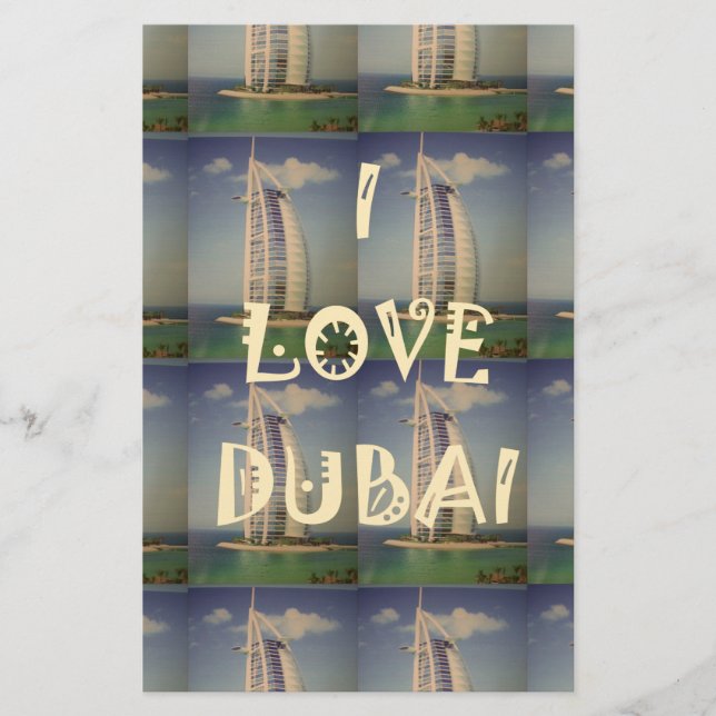 Papelaria Iconic Dubai: design de Vetor "Eu Amo Dubai" (Frente)
