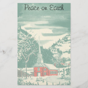 Papelaria Igreja de Natal Vintage, Paisagem de Neve no Inver