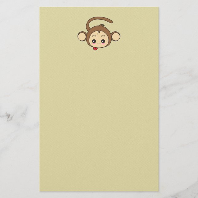 Papelaria Ilustração de macaco Kawaii Cute (Frente)