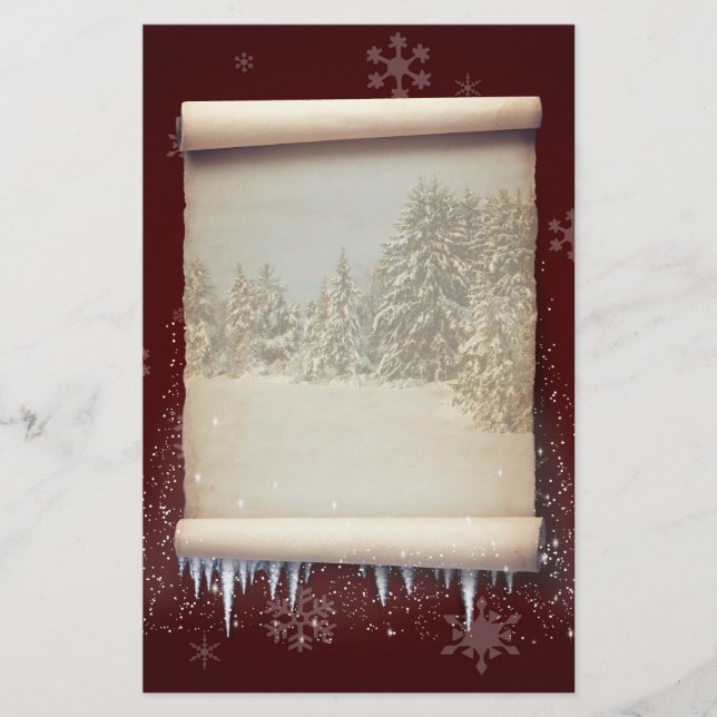 Papelaria Ilustração do pergaminho de inverno (Frente)