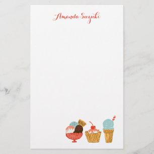 Papelaria Ilustração feminino do sorvete & do Sundae
