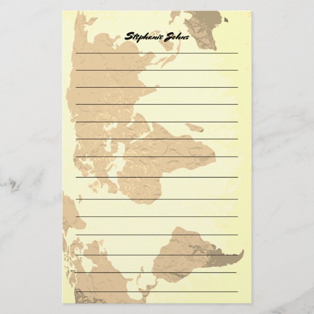 Papelaria Imagem do Mapa Mundial Vinculada ao Monograma de N (Frente)