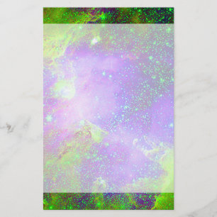 Papelaria imagem espacial da Nebulosa da Galáxia roxa e verd
