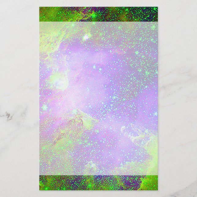 Papelaria Imagem espacial da Nebulosa Galáxia roxa e verde. (Frente)
