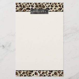 Papelaria Impressão Animal Leopardo Com Folha Falsa Preta E 