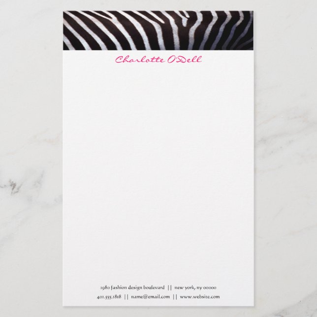 Papelaria impressão da zebra; monograma (Frente)