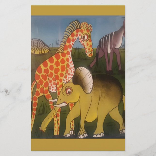 Papelaria Impressão de Arte Tripartida Africana (Frente)