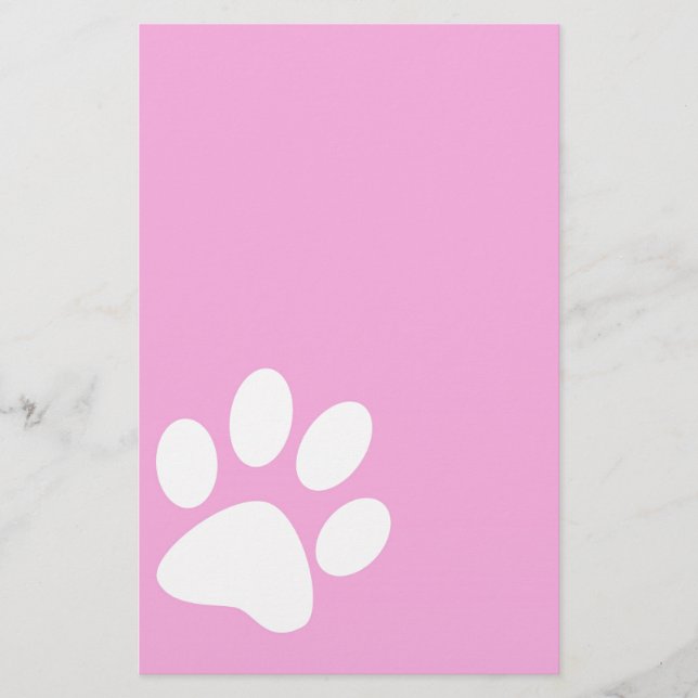 Papelaria impressão de pata de animal cor-de-rosa (Frente)
