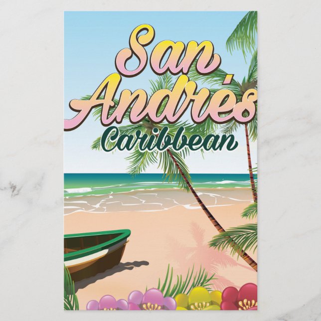 Papelaria impressão de pôster de viagem da ilha de San André (Frente)