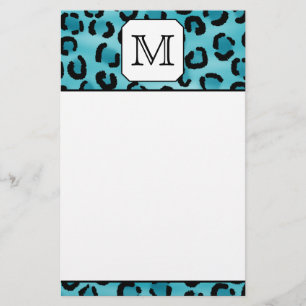 Papelaria Impressão do leopardo da cerceta, monograma feito