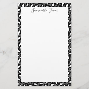 Papelaria Impressão do Leopardo Negro e Branco   Personaliza