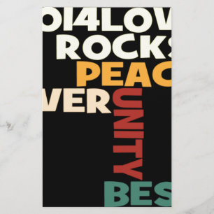 Papelaria impressão do Love Rocks Peace Art de 2014