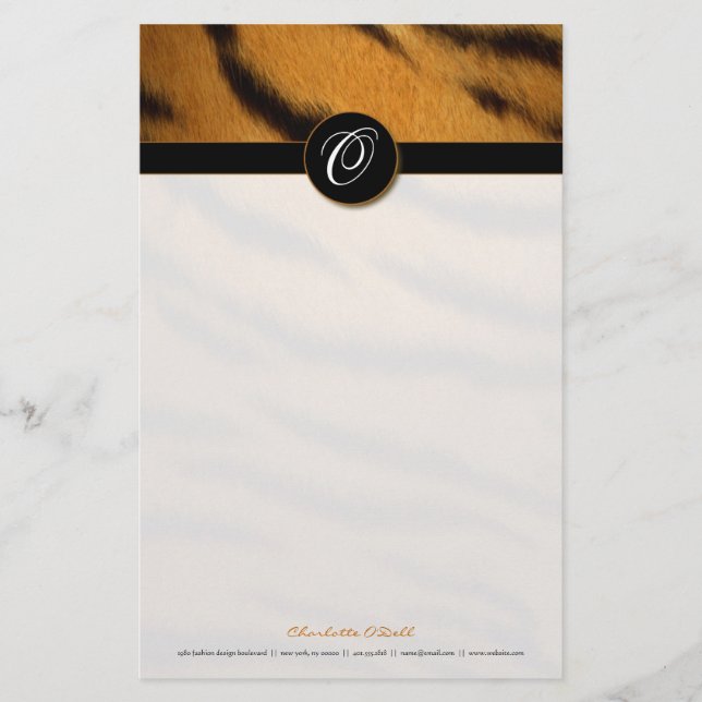Papelaria impressão do tigre; monograma (Frente)
