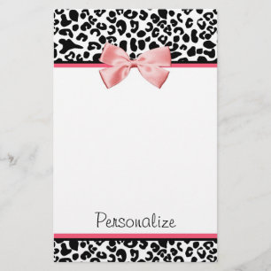 Papelaria Impressão na moda do leopardo e fita cor-de-rosa