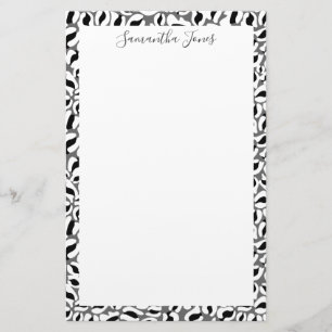 Papelaria Impressão preto e branco   do leopardo