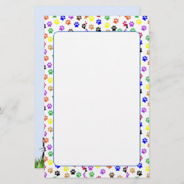 Papelaria Impressões coloridas de pata com papel de papo e p