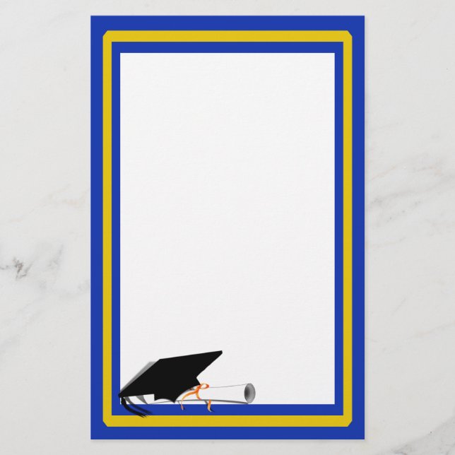 Papelaria Inclinação do Boné Formando com cores azuis e Dour (Frente)