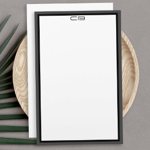 Papelaria Iniciais de Monograma Personalizadas Borda Preta C