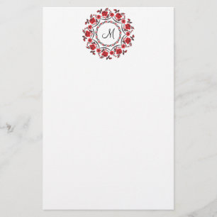 Papelaria Inicial personalizada anel do monograma dos rosas