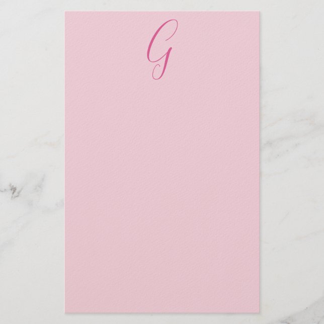 Papelaria Initial Letter Monogram Light Pink Plain Chic (Frente)