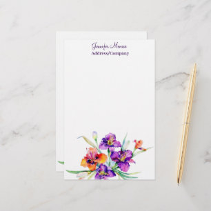 Papelaria Íris roxa e vermelha personalizada