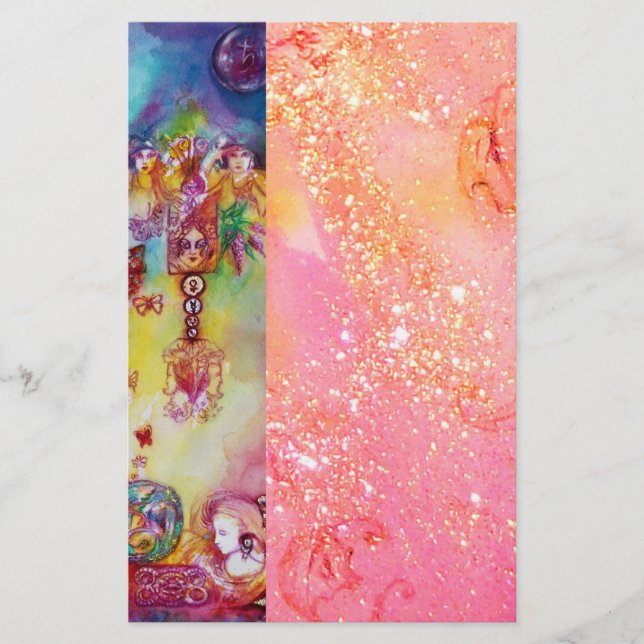 Papelaria JARDIM DAS SOMBRAS PERDIDAS, faíscas cor-de-rosa (Frente)