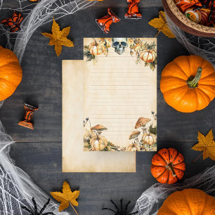 Papelaria Jardim de outono com Caveira e Pumpkins Vinculados