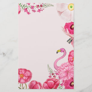 Papelaria Jardim flamingo rosa exótico