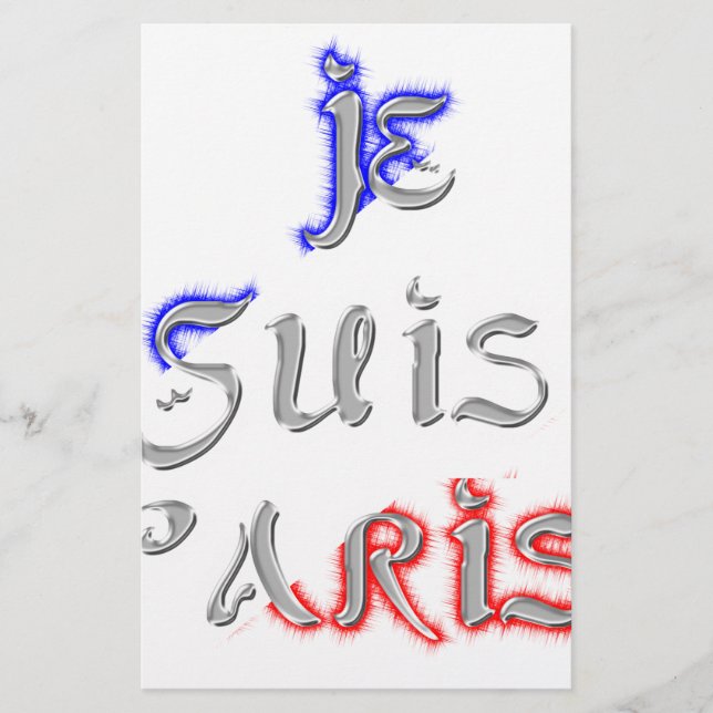 Papelaria Je Suis Paris I Love Paris Text Art Impressão (Frente)