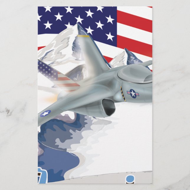 Papelaria Jet de caça americano (Frente)