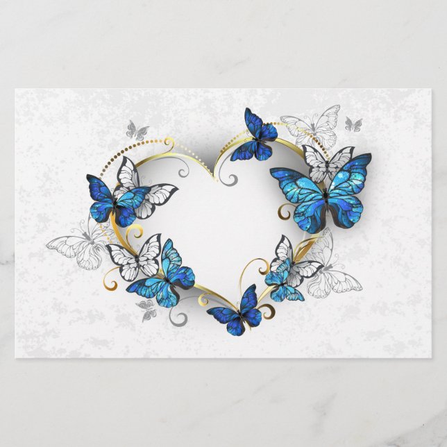 Papelaria Jewelry Heart with Butterflies Morpho (Frente)