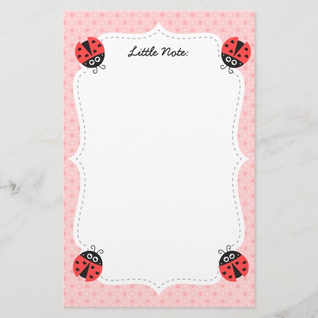Papelaria Joaninha Fofa com Corações para Meninas (Frente)