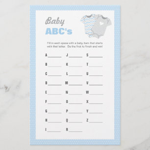Papelaria Jogo de ABCs do chá de fraldas do Bodysuit - azul