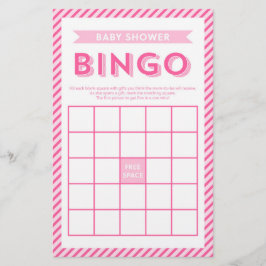 Papelaria Jogo de Bingo de Chá de fraldas com Striping rosa 