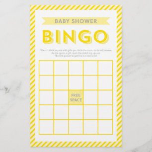 Papelaria Jogo de Bingo de Chá de fraldas de Strips Amarelas