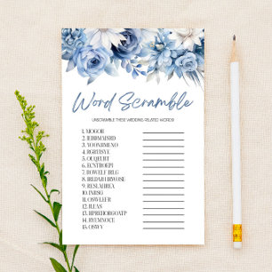 Papelaria Jogo de Chá de panela do Word Floral Azul