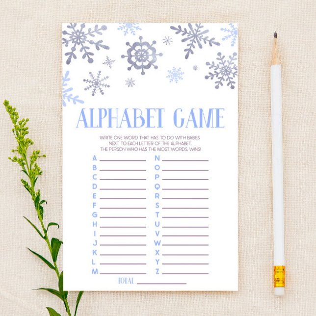 Papelaria Jogo de Chuva de Bebê com Alfabeto Floco de Neve A (Criador carregado)