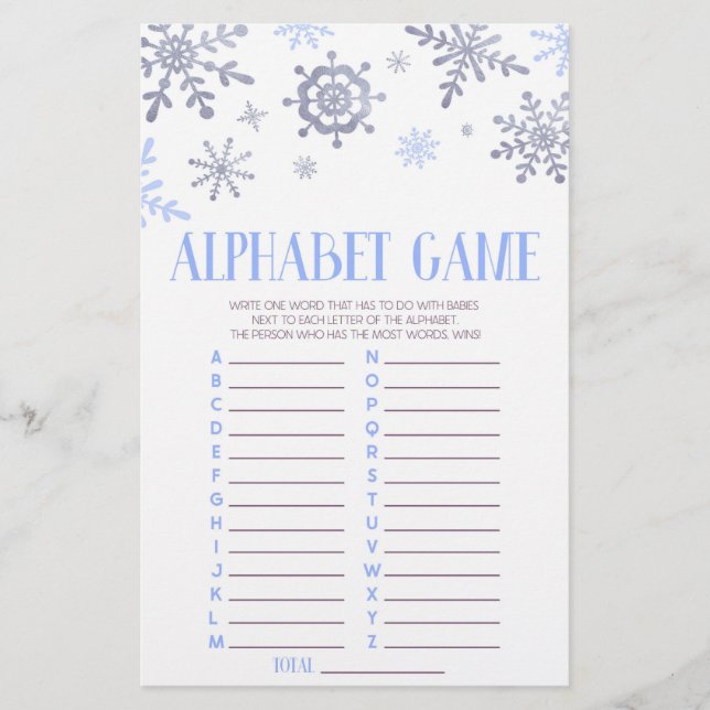 Papelaria Jogo do Chá de fraldas do Floco de Neve Azul (Frente)